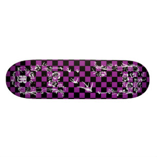 Gammal Tattoo-rutat Mönster - Lila & Svart Skateboard Bräda 20 Cm
