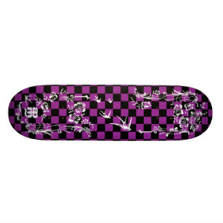 Gammal Tattoo-rutat Mönster - Lila & Svart Skateboard Bräda 20 Cm