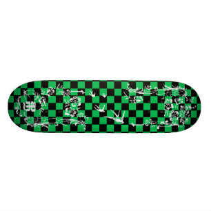 Gammal tatuering Checkboard - grönt & svart Old School Skateboard Bräda 18 Cm