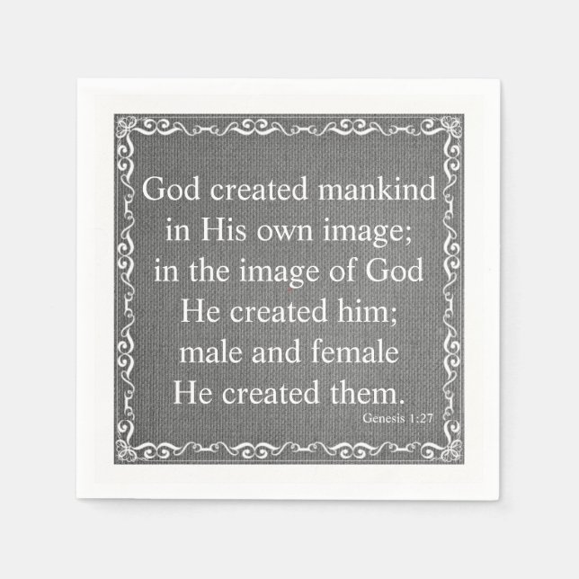 Gammal testamentsbibelskriptsoffert - Genesis 1:27 Pappersservett (Framsidan)