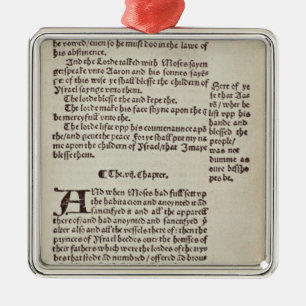Gammal testamenttextsida julgransprydnad metall