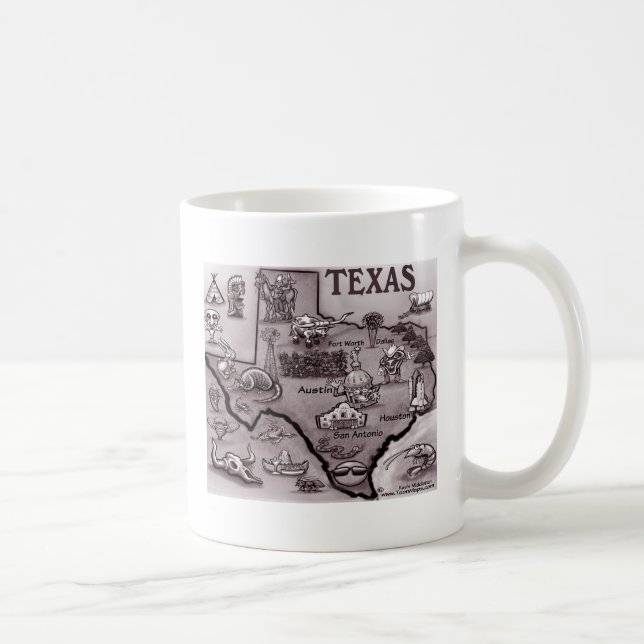Gammal Texas tecknadkarta Kaffemugg (Höger)