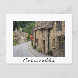 Gammal text i Castle Combe vit text vycard Vykort