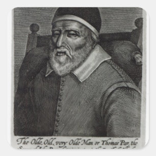 Gammal Tom Parr, 1635 Fyrkantigt Klistermärke