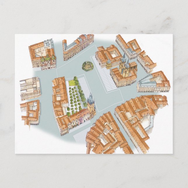 Gammal torg. Prag Tjeckiska Vykort (Framsida)