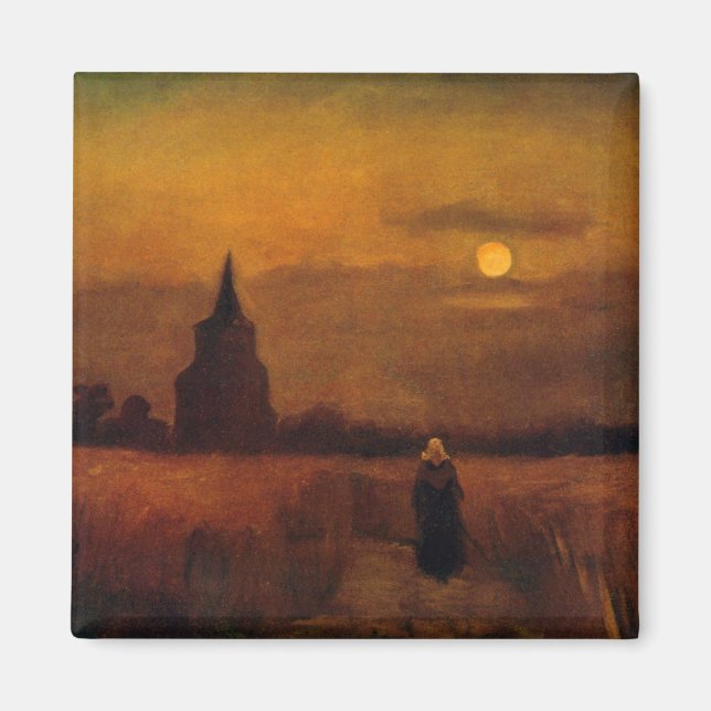 Gammal torn i fält av Vincent van Gogh Magnet (Framsidan)
