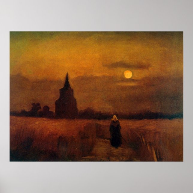 Gammal torn i fält av Vincent van Gogh Poster (Framsidan)