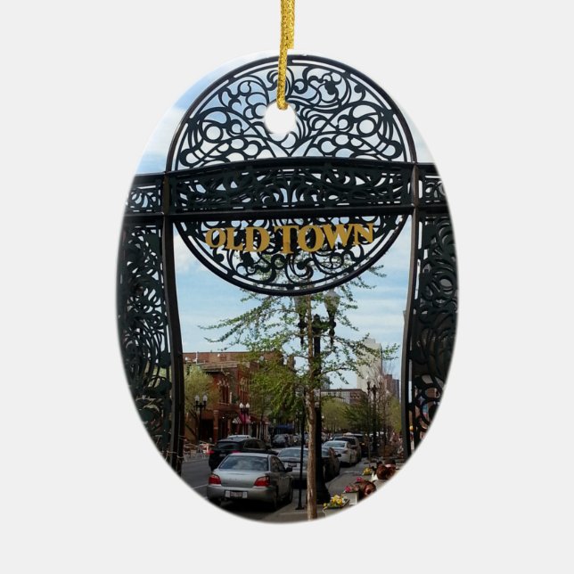 Gammal Town Chicago Julgransprydnad Keramik (Framsidan)