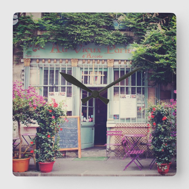 Gammal Town Paris för vintage Fyrkantig Klocka (Framsida)