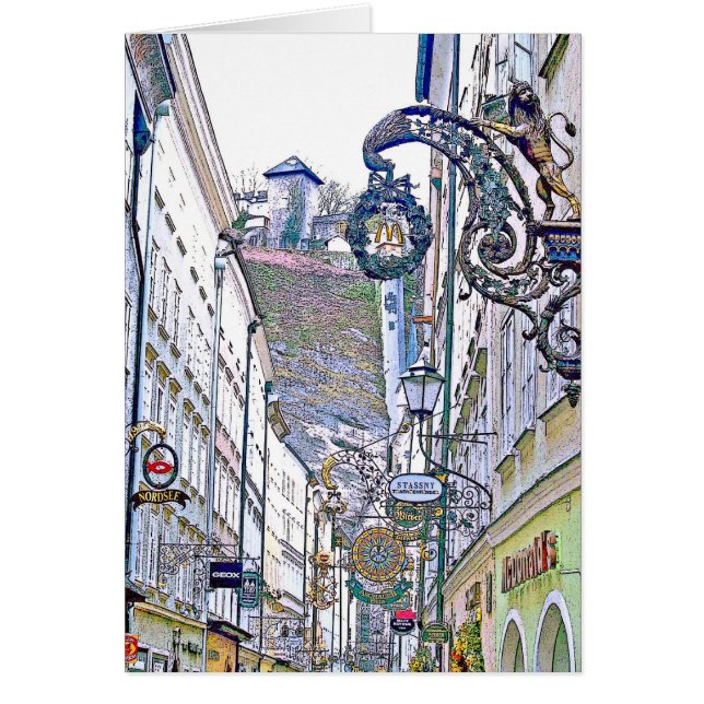 gammal town - Salzburg Hälsningskort (Framsidan)