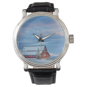 Gammal Trä Röd Lada I Nedre Dalen Armbandsur