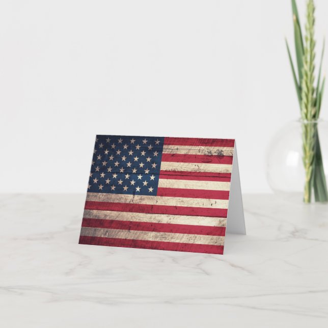 Gammal träamerikanska flaggan kort (Framsida)