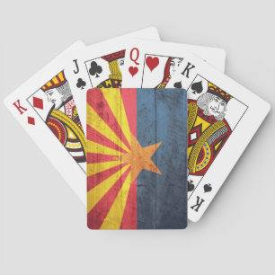 Gammal träArizona flagga som leker kort Spelkort