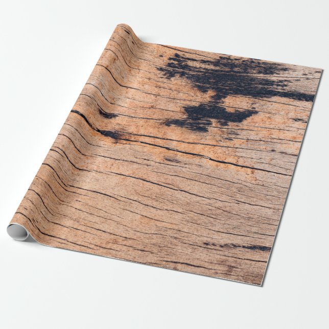 Gammal träbräda, träträ struktur mönster  presentpapper (Utrullad)