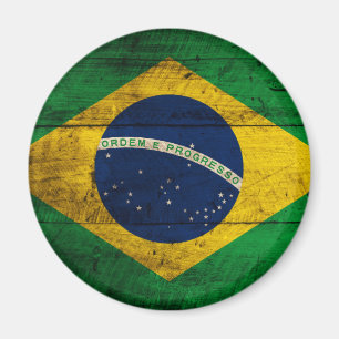 Gammal träBrasilien flagga Magnet