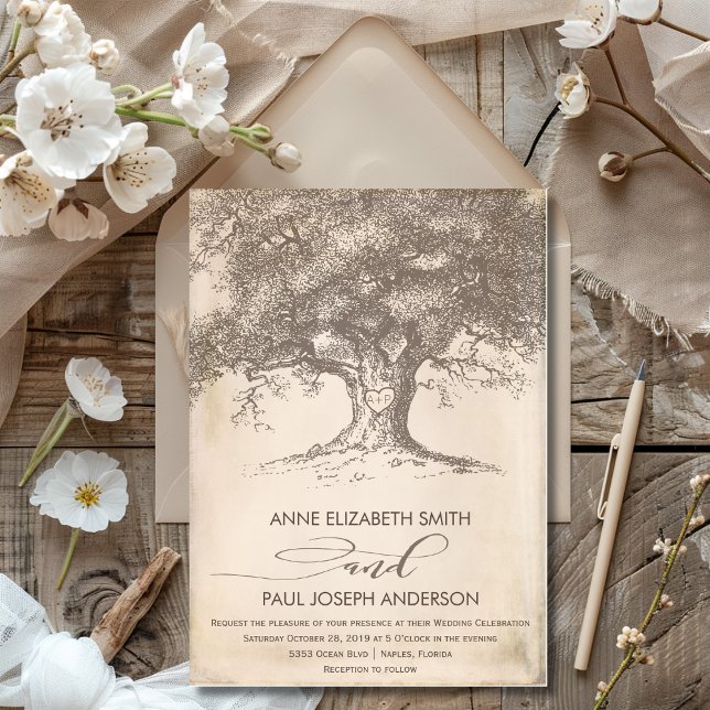 Gammal träd Bröllopsinbjudan Inbjudningar (Old tree Wedding Invitation)
