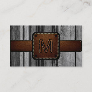 Gammal trädblyläder Se Monogram Visitkort