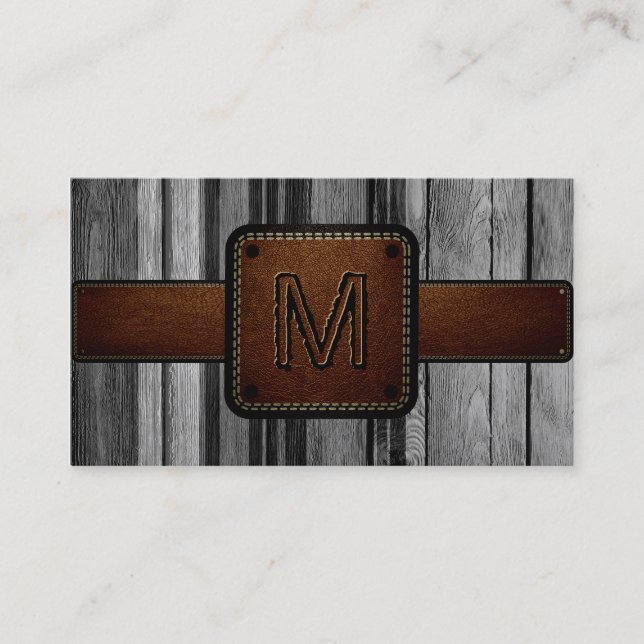 Gammal trädblyläder Se Monogram Visitkort (Framsida)
