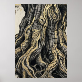 Gammal Trädstamsetsningsaffisch | Detaljerad Natur Poster