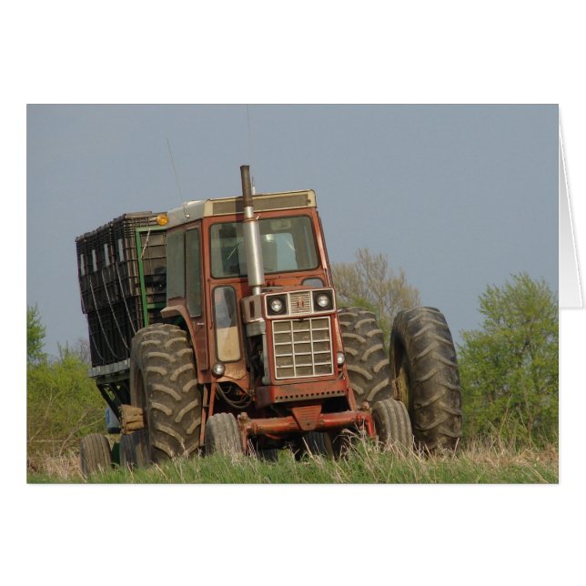 Gammal traktor hälsningskort (Framsidan Horizontal)