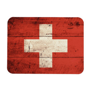 Gammal träschweizareflagga magnet