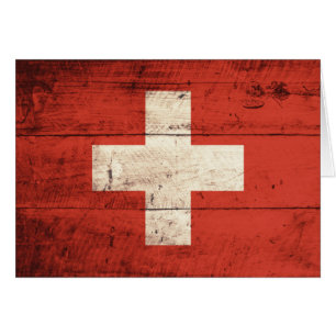 Gammal träschweizareflagga OBS kort