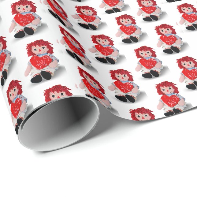Gammal trasdocka med hjärta till Mamma Presentpapper (Rullad Hörn)