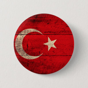 Gammal träTurkiet flagga Knapp
