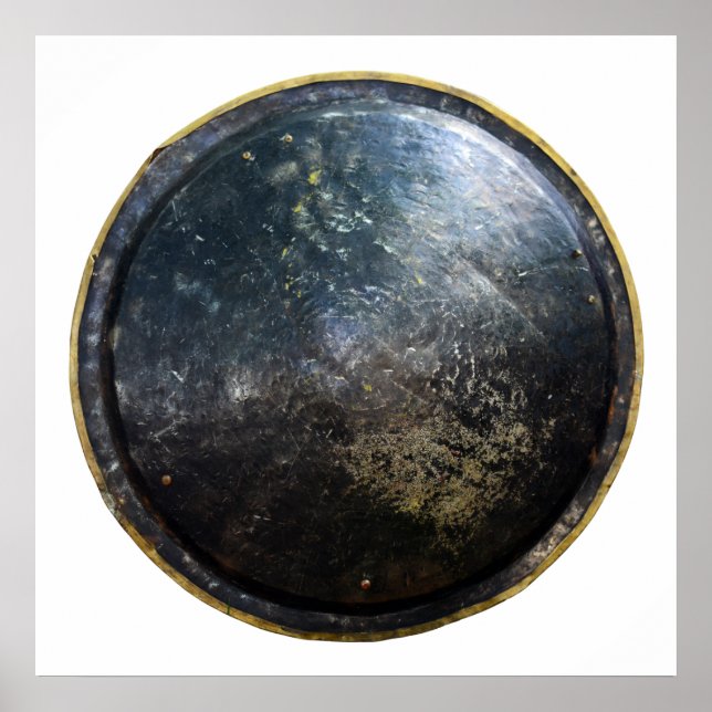 Gammal trojansk sköld bockler escutcheon gla poster (Framsidan)