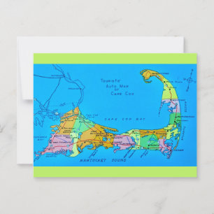 Gammal turistkarta över Cape Cod Vykort