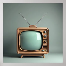 Gammal TV med Antenna Poster
