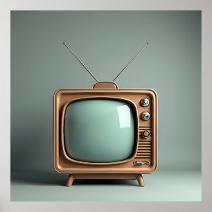 Gammal TV med Antenna Poster