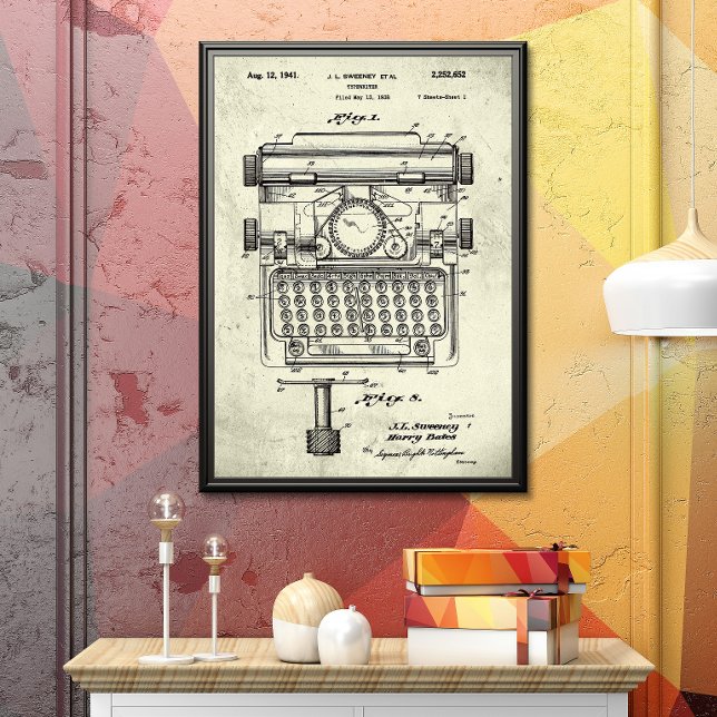 Gammal | Typewriter-patent Poster (Skapare uppladdad)