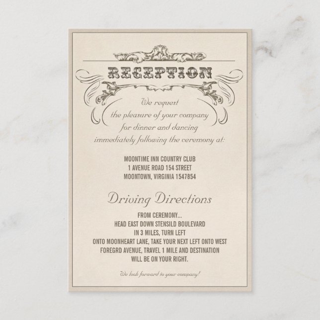 gammal typografi åldrad design bröllopsfest tilläggskort (Framsida)