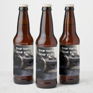 Gammal ubåt i snö ölflaska etikett