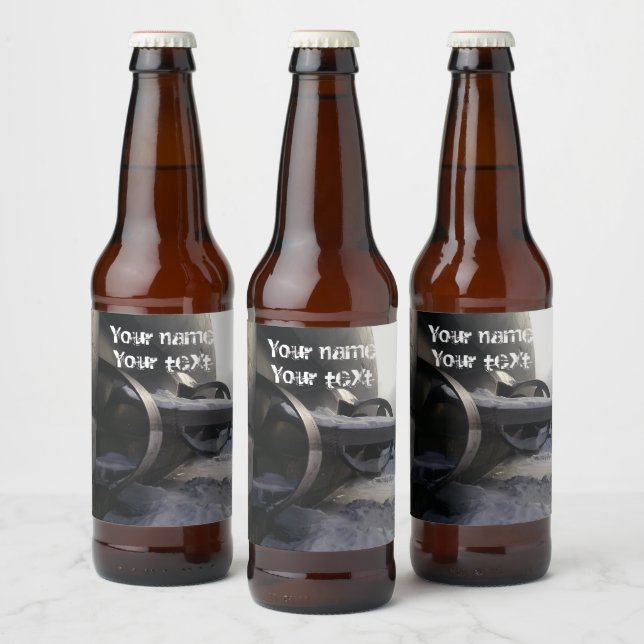 Gammal ubåt i snö ölflaska etikett (Flaskor)