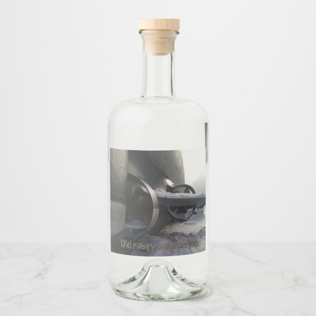 Gammal ubåt i snö spritflaskor etikett (Framsida)