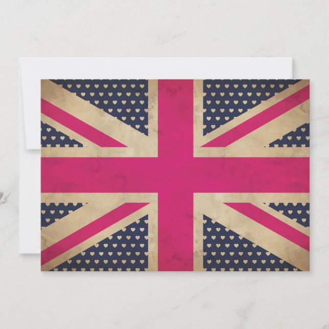 Gammal Union Jack i rosa flagg-inbjudan Inbjudningar (Framsida)