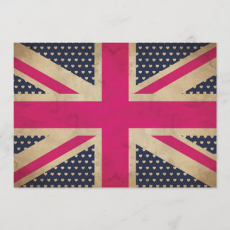 Gammal Union Jack i rosa flagg-inbjudan Inbjudningar