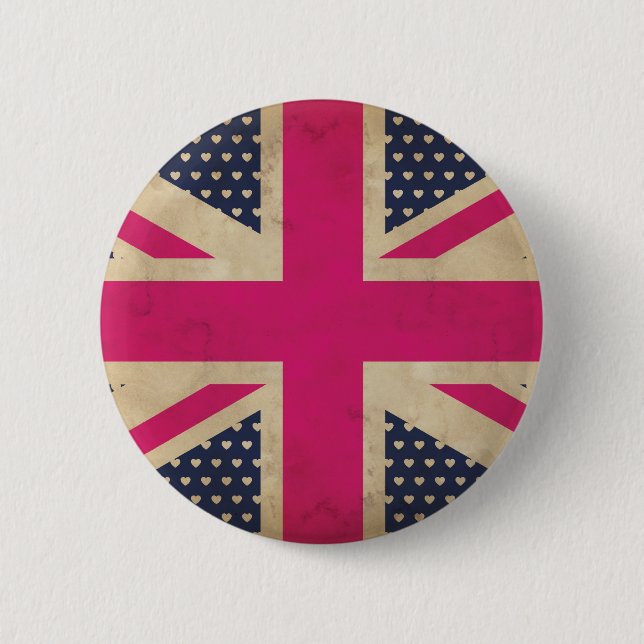 Gammal unionsJack in Rosa Flagga Button Badge Knapp (Framsida)