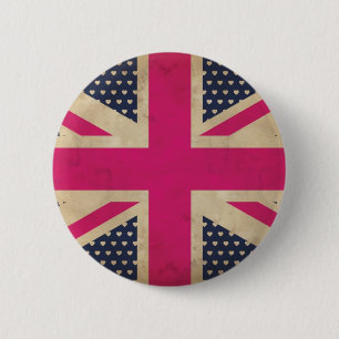 Gammal unionsJack in Rosa Flagga Button Badge Knapp