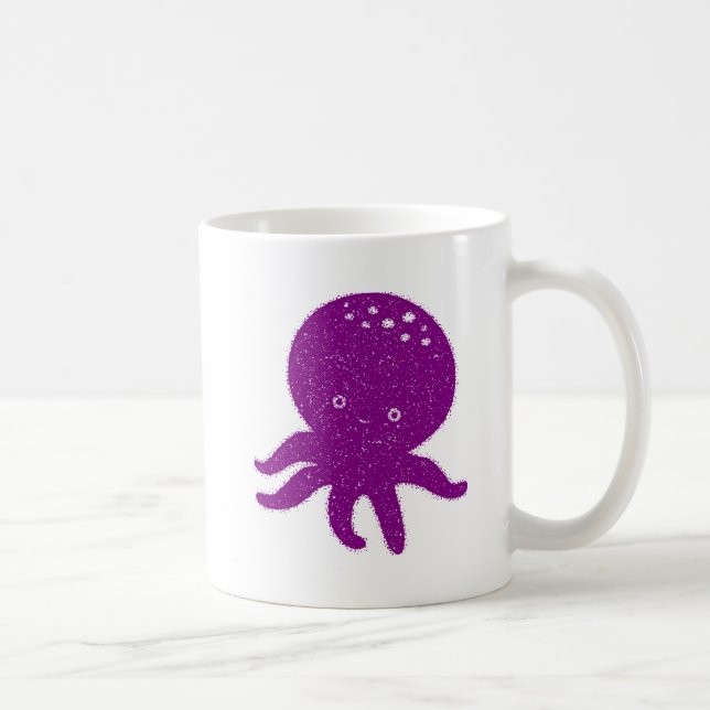 Gammal utskrift av cute Lila Octopus Kaffemugg (Höger)