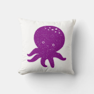 Gammal utskrift av cute Lila Octopus Kudde