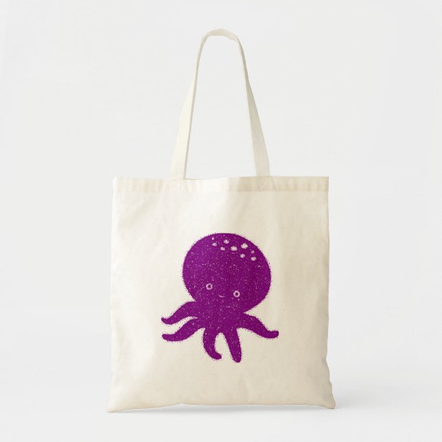 Gammal utskrift av cute Lila Octopus Tygkasse (Framsidan)