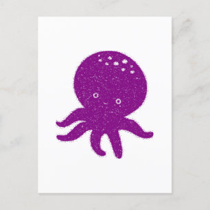 Gammal utskrift av cute Lila Octopus Vykort