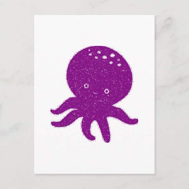 Gammal utskrift av cute Lila Octopus Vykort (Framsida)