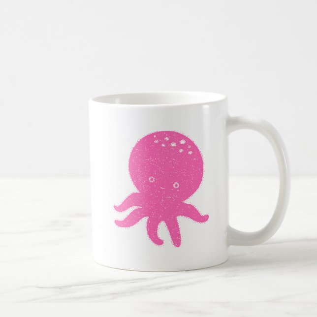 Gammal utskrift av cute Rosa Octopus Kaffemugg (Höger)
