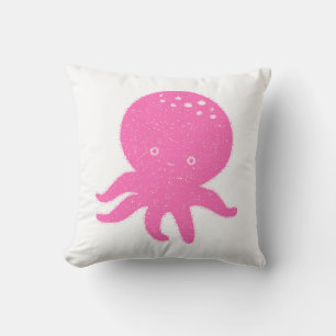 Gammal utskrift av cute Rosa Octopus Kudde