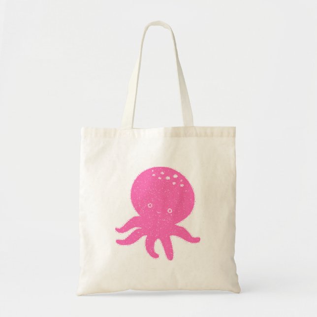 Gammal utskrift av cute Rosa Octopus Tygkasse (Framsidan)