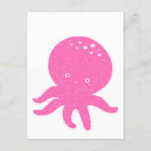 Gammal utskrift av cute Rosa Octopus Vykort
